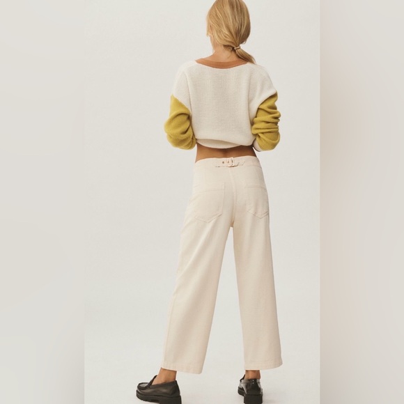 Anthropologie Pilcro Mid-Rise Wide-Leg Trouser Jeans in Natural -size 25 - Picture 2 of 11